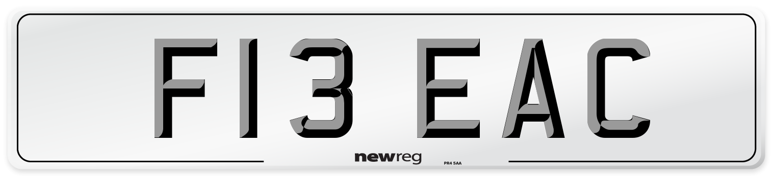 F13 EAC Number Plate from New Reg